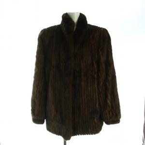 銀サガ 毛皮コート ミンクファー ミドル 総裏地 長袖 茶 ブラウン GY18