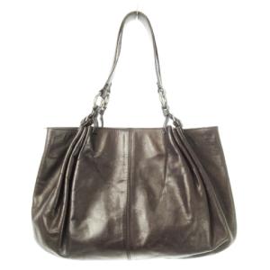 BALLY ハンドバッグ レザー ツヤ感 ロゴ ギャザー 茶 ブラウン /CK16 GY18