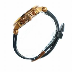 MICHAEL KORS 腕時計 ウォッチ ラバーベルト デイト カレンダー付き クロノグラフ ロゴ 青文字盤 ゴールド色 黒 ブラック GY18