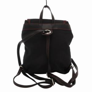 DIESEL リュックサック デイパック ナイロン レザー ロゴ金具 赤ステッチ 黒 ブラック X08398 P3303