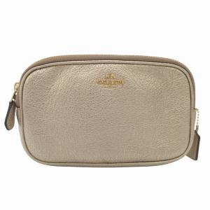 美品 ショルダーバッグ クロスボディ 斜め掛け レザー ロゴ ミニ ゴールドカラー 59952 /FF