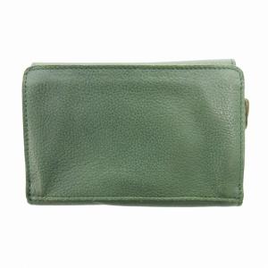 IL BISONTE 三つ折り財布 ウォレット ラウンドファスナー ロゴ レザー 緑 グリーン