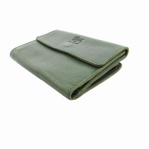 IL BISONTE 三つ折り財布 ウォレット ラウンドファスナー ロゴ レザー 緑 グリーン