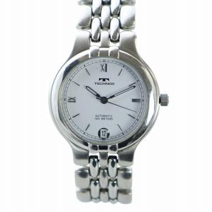 腕時計 ウォッチ 自動巻き デイト カレンダー付き 白文字盤 ロゴ ローマン ラウンド シルバー色 GY18