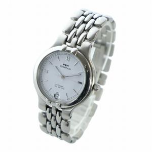 TECHNOS 腕時計 ウォッチ 自動巻き デイト カレンダー付き 白文字盤 ロゴ ローマン ラウンド シルバー色 GY18