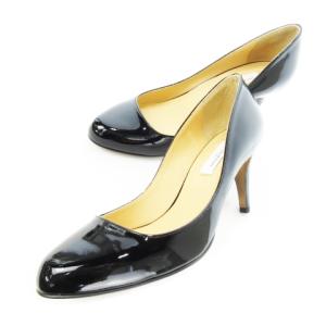 プレーンパンプス ハイヒール エナメル レザー アーモンドトゥ 35.5 22.5cm 黒 ブラック /CK16