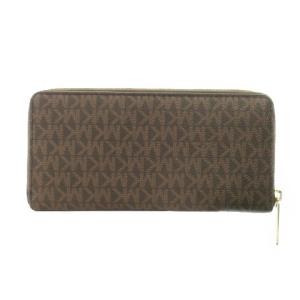 MICHAEL KORS 長財布 ウォレット PVC ロゴ金具 ラウンドファスナー 茶 ブラウン 35F8GTVE9B