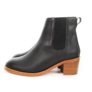 FREAK'S STORE サイドゴアチャンキーヒールブーツ ショートブーツ レザー ウッド調ヒール 36 22.5cm?23.0cm