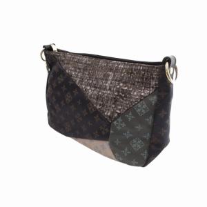 russet 美品 ショルダーバッグ パッチワーク 総柄 ナイロン 黒 ブラック