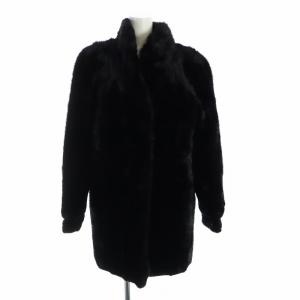 銀サガ ダークミンクファー コート ミドル 毛皮 総裏地 11 L 黒 ブラック GY18 /MQ