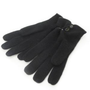 FENDI 手袋 グローブ ニット アンゴラ混 ワンポイント ロゴ 黒 ブラック /MN12 GY18