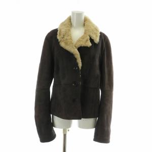 ムートンジャケット 44 パープル ベージュ