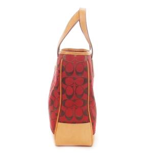 COACH シグネチャーハンドバッグ トートバッグ レザー キャンバス ロゴ 総柄 赤 レッド F1J-6092
