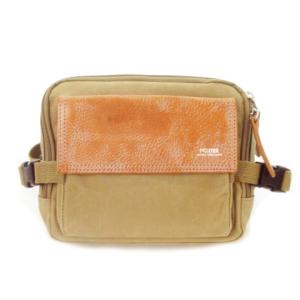 吉田カバン FIELD ボディバッグ ウエストバッグ レザー キャンバス生地 ロゴ 茶 ブラウン