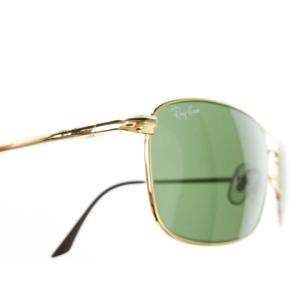 Ray-Ban サングラス アイウエア スクエア ゴールドフレーム ロゴ ケース付き グレー 緑 グリーン RB8018