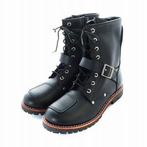 AVIREX YAMATO バイカーブーツ ワークブーツ レザー 牛革 ショート ベルト ロゴ 28cm 黒 ブラック GY17