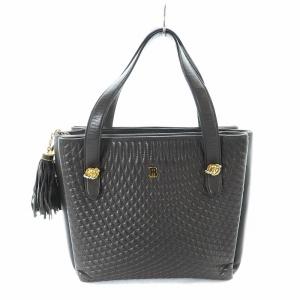 ハンドバッグ レザー タッセル ロゴ キルティング ゴールド金具 グレー GY18