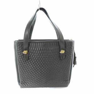 BALLY ハンドバッグ レザー タッセル ロゴ キルティング ゴールド金具 グレー GY18