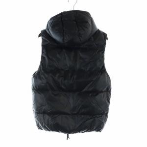 DUVETICA ダウンベスト ジップアップ ロゴ フード付き 46 M 黒 ブラック GY18