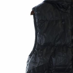 DUVETICA ダウンベスト ジップアップ ロゴ フード付き 46 M 黒 ブラック GY18