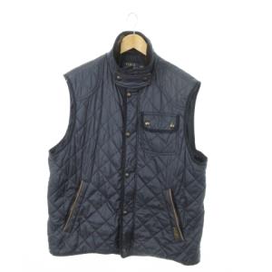 中綿ベスト スタンドカラー ジップアップ スロートラッチ L 青 ブルー