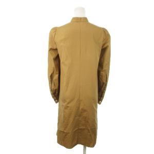 N°21 ワンピース ひざ丈 スタンドカラー 長袖 コットン リボン フリル 36 S 茶 ブラウン