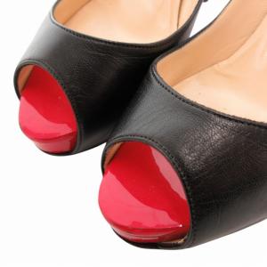 Christian Louboutin パンプス オープントゥ ピンヒール レザー 36 1/2 23.5cm 黒 ブラック 赤 レッド ベージュ