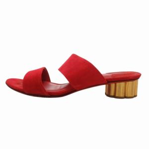 Salvatore Ferragamo ミュール サンダル スエード レザー ロゴ 6 23.5cm 赤 レッド /FT GY37