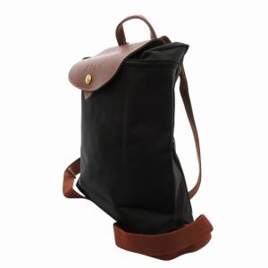 Longchamp ル プリアージュ リュックサック デイバック ナイロン レザー ロゴ 折りたたみ可 黒 ブラック