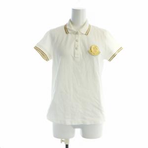 ポロシャツ 半袖 ロゴ ラメ ハーフボタン S 白 ホワイト GY17 /MQ