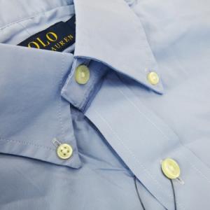 POLO RALPH LAUREN シャツ ワイシャツ Yシャツ ボタンダウン 半袖 COOLMAX ナイロン ロゴ 刺繍 ワンポイント とろみ感 薄手 S 青