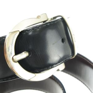 Salvatore Ferragamo ガンチーニ バックル ベルト レザー 革 シルバー金具 ロゴ ベルト社外品 黒 ブラック /CK21 GY17