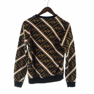 FENDI スウェット ズッカ柄 FF 裏起毛 XS ブラック ブラウン FY0944