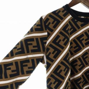 FENDI スウェット ズッカ柄 FF 裏起毛 XS ブラック ブラウン FY0944