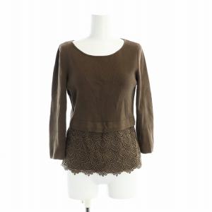 VALENTINO GARAVANI セットアップ 上下 ニット カットソー タイトスカート クロシェ ジップフライ レース 切替 長袖 42