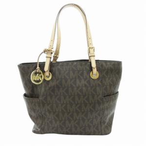 ハンドバッグ トート モノグラム MKチャーム ロゴ PVC レザー 茶 ブラウン