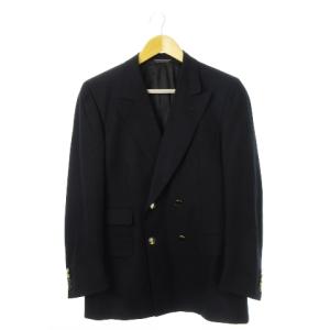 dunhill ダブルスーツ 2点セット セットアップ テーラードジャケット 総裏地 本切羽 スラックス ストレート ウール 紺 ネイビー