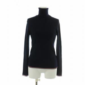 ニット セーター ウール 長袖 タートルネック トリコロール 2 M 紺 ネイビー