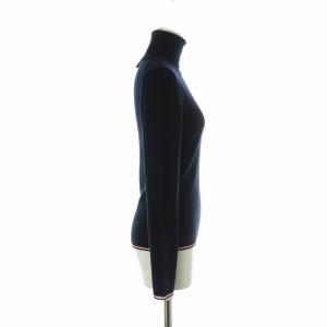 THOM BROWNE ニット セーター ウール 長袖 タートルネック トリコロール 2 M 紺 ネイビー