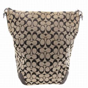 COACH 6083 シグネチャー  ダッフルショルダーバッグ 斜め掛け クロスボディ キャンバス レザー ベージュ 黒 ブラック