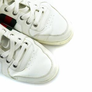 GUCCI ハイカットスニーカー シューズ 靴 ロゴ レザー インターロッキングG シェリーライン 8.5 27.5cm 白 ホワイト