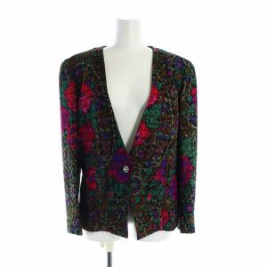 ETRO ヴィンテージ セットアップ上下 ノーカラージャケット ミドルスカート 長袖 総裏地 ビジューボタン 1B