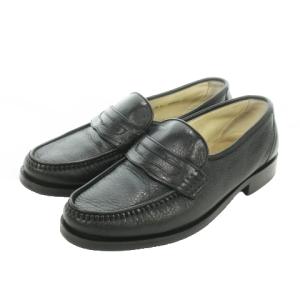 コインローファー レザー シューズ 革靴 本革 シンプル 5.5 24.5cm 黒 ブラック /AO3