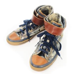 DIESEL EXPOBAND スニーカー ハイカット デニム レースアップ レザーベルト ヴィンテージ加工 28cm