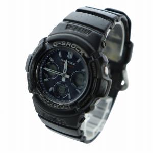 CASIO G-SHOCK 腕時計 ウォッチ 電波ソーラー デイト カレンダー付き ロゴ アナデジ 黒 ブラック AWG-M100SB