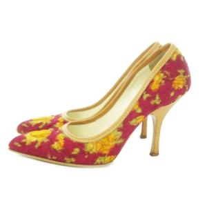 miumiu パンプス ポインテッドトゥ ハイヒール ピンヒール 花柄 36 23.0cm 紫 パープル