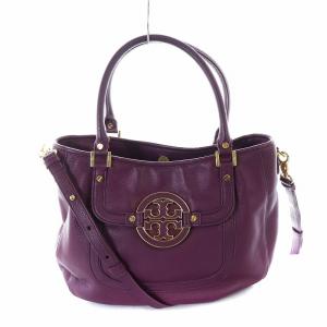 ショルダーバッグ ハンド 2WAY レザー ロゴ ゴールド金具 紫 GY18