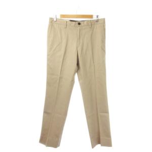 チノパン パンツ ストレート ジップアップ レザーパッチ 牛革 W88 ベージュ /MN1 GY18