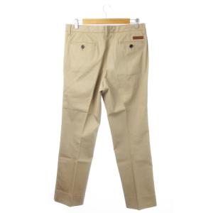 BURBERRY LONDON チノパン パンツ ストレート ジップアップ レザーパッチ 牛革 W88 ベージュ /MN1 GY18