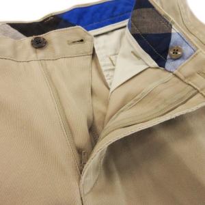 BURBERRY LONDON チノパン パンツ ストレート ジップアップ レザーパッチ 牛革 W88 ベージュ /MN1 GY18
